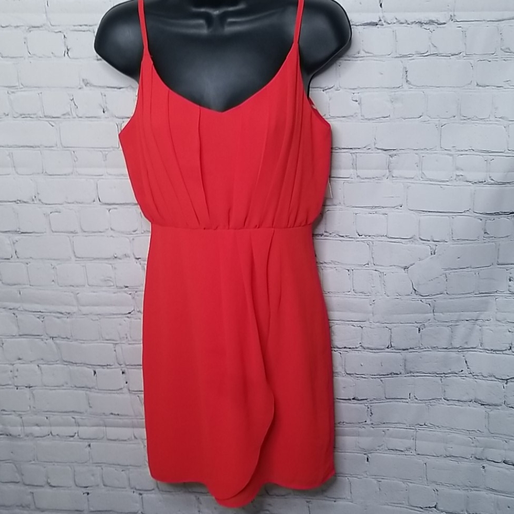 Ya Los Angeles Silk Strappy Red Mini Dress Size Small